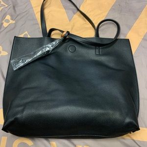 New Large Vegan Black and Tan reversible tote bag